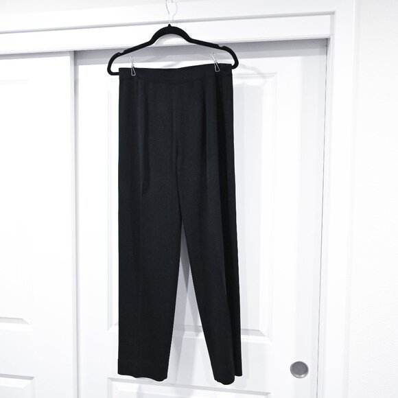 Misook Medium Knit Black Pleated Straight Leg Pants - Picture 2 of 5